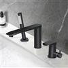 PHASAT Rubinetto per Vasca da Bagno a 3 Fori Con Doccetta e Tubo Flessibile, Miscelatore in Ottone per Acqua Calda e Fredda, Miscelatore Bordo Vasca Girevole a 360°, Nero Opaco