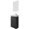 trendteam smart living - Champ - Set di mobili da bagno compatto (Wbuu + lavandino + specchio) - grigio - 40 x 60 x 21/39 x 60 x 2 cm - antigraffio