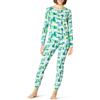 Amazon Essentials Pigiama in Cotone dalla vestibilità Comoda (Disponibile in Taglie Forti) Donna, Avorio Mimetica con Orso Festivo/Verde Smeraldo, XXS