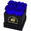 MestectPET Confezione Regalo con Rosa Eterna, 4 Rose Eterne Blu Fiore San Valentino Festa della Mamma Anniversario Regali di Compleanno Romantici per Moglie Sorella Mamma Donne