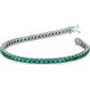 Gioielli di Valenza Bracciale Tennis filo in oro Bianco 18k con Smeraldi, larghezza maglia 3,10 mm