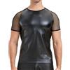 QiaTi Canottiera da uomo in ecopelle, sexy, senza maniche, da uomo, con scollo a V, 8#nero, XXL