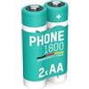 ANSMANN Mignon AA LR06 batteria telefonica, 2 pezzi, 1600 mAh 1,2V Ni-MH, ricaricabile, ideale per telefoni DECT, cordless, baby monitor, batteria di ricambio