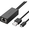 homee UGREEN Adattatore Rete per TV Stick, Chromecast 1, Chromecast 2, Chromecast Ultra, Adattatore USB Rete Ethernet Adapter Micro USB a RJ45 LAN con Cavo di Alimentazione USB 2.0.