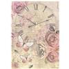 Carta di riso Shabby Rose orologio Stamperia