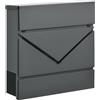 HOMCOM Cassetta Postale in Acciaio Zincato con Portagiornali e 2 Chiavi di Sicurezza, 37x10.5x37 cm, Grigio|Aosom