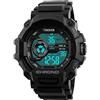 TONSHEN Uomo Orologi da Polso LED Digitale Outdoor Sportivo Militare Tattica Orologio Subacqueo 50M Impermeabile Multifunzionale Elettronica Numero Display Plastica Lunetta e Gomma Band