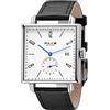 FEICE Orologio Automatico Moda Orologio Quadrato da Polso Meccanico Ø34mm | Orologio Unisex, Quadrante Bianco, Numeri Arabi, Quadrante Secondario dei Secondi, Datario, Vetro Zaffiro
