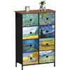 VEDECASA - Cassettiera sottile, alta, con 8 cassetti , motivo Van Gogh, per cameretta dei bambini, soggiorno, corridoio, camera da letto, ufficio, struttura in metallo e pannello in legno
