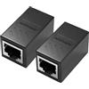 meukcez 2 Pezzi Accoppiatore RJ45, Connettori Prolunga Cavo Ethernet Femmina Femmina, Compatibili con Cavi Ethernet Cat7/Cat6/Cat5e/Cat5, Collegamento da Femmina a Femmina per Estensione Cavo Modem Ethernet