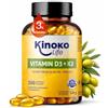 KINOKO LIFE - Vitamina D3 K2 | 200 Capsule Liquide con Omega 9 e Olio Extravergine di Oliva, Vitamina D3 2000 ui y Vitamina K2 MK7 | Vitamine Donna | Vitamine Uomo | K2 Vitamina | Vitamina D3 e K2