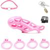 Kutocesy Chastity Cage Uomo con 4 anelli per Pene Arco & Blocco Mortise, Curvo Leggero Gabbia di Castità Maschile Resina Cockcage SM Bondage Giocattolo Sesso Uomini (Pink-Sung)