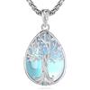 EUDORA Harmony Ball Collana con Albero della Vita da Donna, Collana con Ciondolo Albero della Vita in Argento Sterling 925 con Pietra di Luna, Regalo per la Festa della Mamma per Mamma Moglie, 22