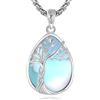 EUDORA Harmony Ball Collana con Albero della Vita da Donna, Goccioline d'Acqua in Argento Sterling 925 con Pietra di Luna Regalo per Mamma Moglie Sorelle, 22