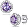 Bestyle Orecchini Donna Argento 925 con Pietre Portafortuna 12 Mesi Orecchini Donna Punto Luce con Zirconi Tonda Alessandrite Regalo per Compleanno
