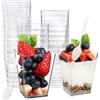 Luckwaii 50 Pezzi Tazze da Dessert 5 OZ/160ML Bicchieri da Dessert Riutilizzabili Bicchierini in Plastica Finger Food Contenitori con 50 Cucchiaio Monoporzioni per Buffet Mousse Gelati Budini