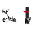 Clicgear Unisex 4.0 4 0 TROLLEY SILVER, SILVER, taglia unica UK + portaombrelli regolabile Deluxe, nero/grigio