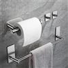 ZUNTO Porta Asciugamani Bagno - Porta Carta Igienica+Ganci Adesivi 3 Pezzi, Acciai Inossidabili Accessori Bagno Senza Forare Adatto Per Armadietti Da Bagno E Cucina