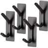 Drenky Ganci Appendiabiti Adesivi Nero, Ganci Adesivi Muro Senza Forare Ganci Adesivi Bagno In Acciaio Inox Ganci Autoadesivo Con Tampone Adesivo Ideale Per Cucine, Bagni, Uffici, 4 Pezzi