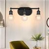 Mengjay Lampada a Specchio Vintage per Bagno, Stile Industriale E27 Luce 3 Fuochi, Applique da Parete in Metallo Retrò 42CM (Nero/Oro)