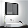 Tidyard Armadietto a Specchio da Bagno Con Luci LED, Ripiani Interni, Nero 60x12x45 cm