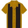 Anchor MSJ Camicia da uomo in cotone con giunzioni hip pop bowling casual retrò punk anni '50 retrò campo rockabilly stile, Oro, 3XL