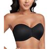 Lemorosy - Reggiseno Senza Spalline con Ferretto per Donna Scollo a V con Spalline Removibili Push up(Nero,4D)