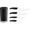Kyocera KB-RD BK 4KN FK EU - Set di Coltelli in Ceramica Con Multiuso, Universale e Santoku e Blocco Rotondo per 8 Lame, Lama in Ceramica di Zirconia, Levigata a Mano