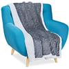 Relaxdays Coperta da Divano, Stelle Dorate, Coperta Sherpa Morbida Effetto Agnello, Double Face, 150x200, Grigio/Bianco