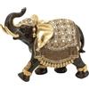Deco 79 Eclectic Polystone Sculpture Elefante H 22,9 cm-69476, Pietra Artificiale, Oro, Bianco, Marrone, 9 H