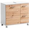 Schildmeyer Palermo 157634 - Mobile base lavabo, finitura rovere artigianale e bianco opaco, 65,1 x 32,0 x 60,0 cm