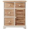 Rebecca Mobili Mobili Rebecca Credenza Cassettiera Bianca Marrone Chiaro 4 Cassetti 1 Anta Legno Design Natural Arredo Soggiorno Bagno - Misure: 70 x 60 x 30 cm (HxLxP) - Art. RE6068