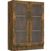 Homgoday Vetrine, libreria con ante in vetro, mobiletto autoportante per soggiorno, ufficio, credenza con scaffale, rovere fumé, 82,5 x 30,5 x 115 cm, in legno ingegnerizzato