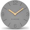 Cander Berlin MNU 2615 H Orologio da tavolo grigio alimentato a batteria senza ticchettio vintage analogico moderno in legno MDF 15 cm