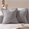Topfinel Fodera Cuscini 50x50 Grigio in Velluto a Coste, 2 Pezzi con Cerniera Invisibile, Copricuscini Decorativi per Divano, Camera da Letto, Casa