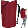 PAMLIAPY Sacco per la biancheria, XXL, 115 litri, borsa per la biancheria, da viaggio con 2 spallacci imbottiti, borsa per la biancheria, pieghevole, borsa per vestiti, zaino (rosso)