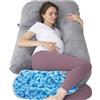 TaiBest Cuscino per gravidanza a forma di U, per tutto il corpo, con fodera rimovibile, per donne maternità, per dormire, supporto per schiena, gambe, pancia, (Memory foam Grigio)
