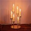 NUPTIO Oro Candelieri Hurricane - 60cm Alto Portacandele con Cilindro di Vetro Chiaro 6 Braccia Candelabro Candela Stick Chimney Cover Matrimonio All'aperto Centrotavola Natale