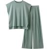 Fannyfuny Set Tuta Donna In Maglia Casual Completo Due Pezzi Corta Maglietta E Pantaloni a Gamba Larghi Set Coordinati Abbigliamento Tuta da Casa Comodi Leggeri Elastico Tute Donna Estive Completa Offerta