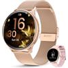 Loekneue Smartwatch Donna con Chiamate 1,39'' Orologio Touchscreen HD /SpO2/Ciclo Mestruale/Monitoraggio del Sonno/IP67Impermeabile/Fitness Pedometro/iOS Android Oro Rosa