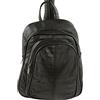Just4ugifts Zaino da Donna in Vera Pelle Tripla Zip (Nero)