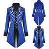 TTOKGZG Cappotto vintage steampunk, da uomo, gotico medievale, in velluto, con ricamo, uniforme vittoriana per feste a tema steampunk, feste danzanti, Halloween (blu, M)