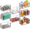 Relaxdays Organizer Portaoggetti da Cassetto, Set da 8 Scatole per Scrivania o in Bagno, Plastica Trasparente, Marrone, 5,5 x 12 x 7 cm