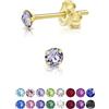 DTPsilver Orecchini Oro Punto Luce - Orecchini Argento 925 Placcati Oro con Punto Luce Swarovski® Lavanda 3 mm - Orecchini Colorati - Orecchini con Brillantini - Orecchini Oro Punto Luce