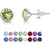 DTPsilver Orecchini Punto Luce Argento 925 con Cristallo Verde Peridoto 6 mm - Orecchini Verdi Donna - Orecchini Verdi Peridoto - Orecchini Lobo Argento 925 - Orecchini Pietre Colorate - Orecchini Brillantini