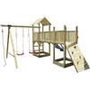 LOSA LEGNAMI Gioco da giardino Torre Doppia in legno con scivolo, altalena doppia e arrampicata