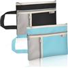 Realand 2 buste portadocumenti impermeabili formato A5, 3 tasche con cerniera in tessuto Oxford, con manico, borsa notarile per libri di carta, progetti e borse, nero + blu
