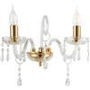 Ondaluce MARIA TERESA APPLIQUE MT/2 L6 PASTORSLE 2 LUCI CRISTALLO E ORO ATTACCO E14 L.32CM