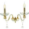 Ondaluce APPLIQUE ROXANNE 2 LUCI ATTACCO E14 L.30CM H.22CM CRISTALLO E ORO
