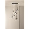 Ondaluce SOSPENSIONE JEWEL 6 LUCI NERO VETRO FUME' ATTACCO E14 VETRO D.15-17CM